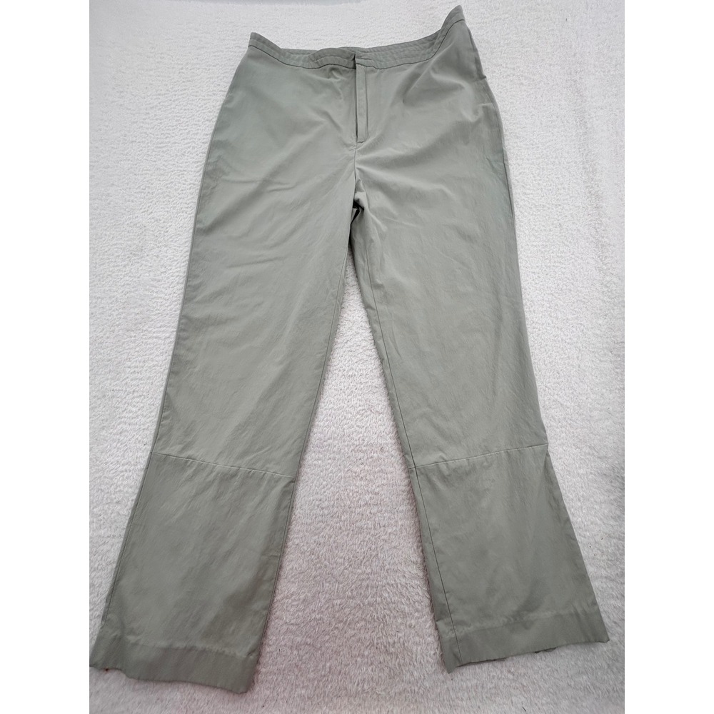 Banana Republic Stretch Women 14 Sage Green Split Hem Zipper Leg Pants Techwear